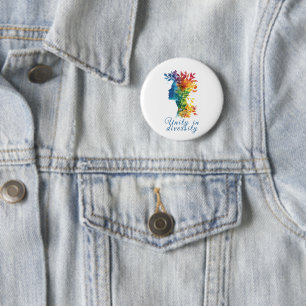Unity In Diversity I Rainbow Colored Illustration  2 Inch Round Button
