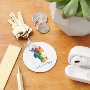Unity In Diversity I Rainbow Coloured Illustration Keychain