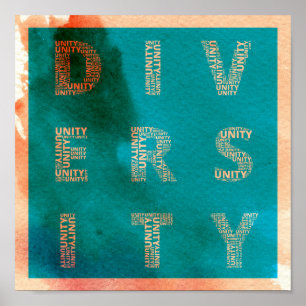Unity in Diversity watercolor poster
