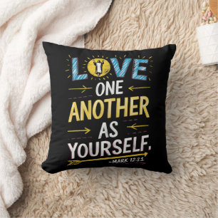 Unity in Love: Drawing of Love One Another As Your Throw Pillow