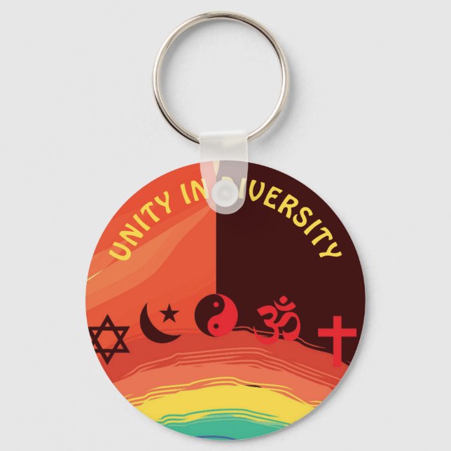 Unity Over Diversity Religions of World Custom Keychain (Front)