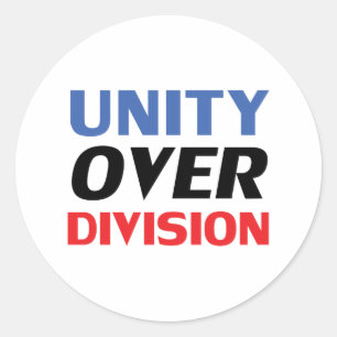 "Unity over Division" blue red black white Classic Round Sticker
