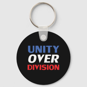 "Unity over Division" blue, red, black, white Keychain