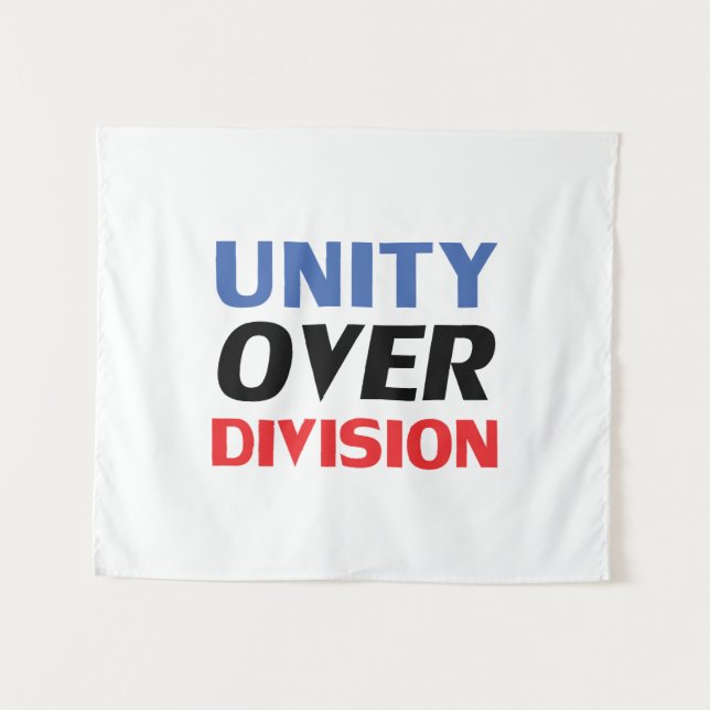 "Unity over Division" Blue Red White Black Tapestry (Front (Horizontal))