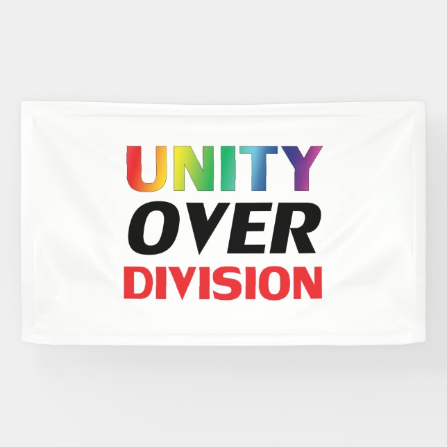 Unity over Division, red, white, lgbtq lgbt pride Banner (Horizontal)