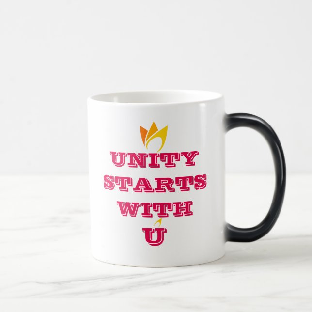UNITY STARTS WITH U (yellow to orange fire) & Logo Magic Mug (Right)