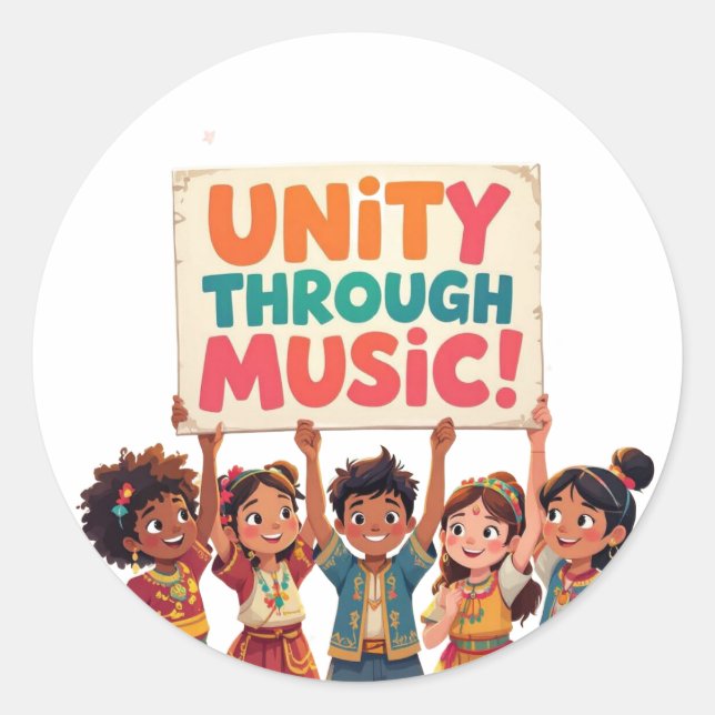 Unity Through Music Classic Round Sticker (Front)