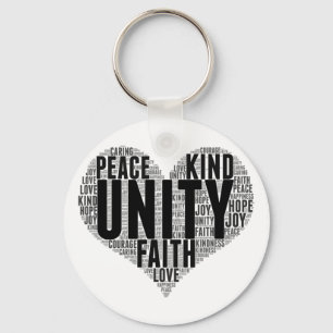 Unity Wordcloud Be Kind Stop Bullying Orange Unity Keychain