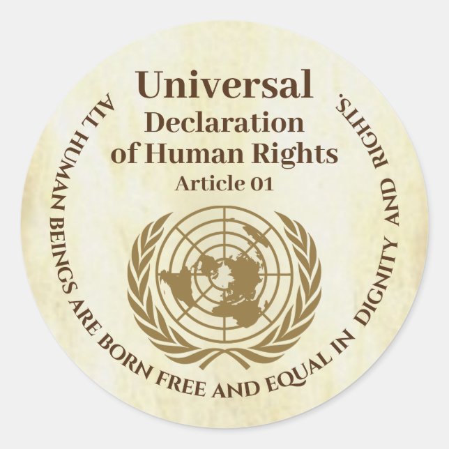 Universal Declaration of Human Rights Article 01 Classic Round Sticker (Front)