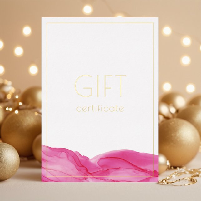 Universal Feminine Gold Pink Ink Gift Certificate Foil Holiday Card (Creator Uploaded)