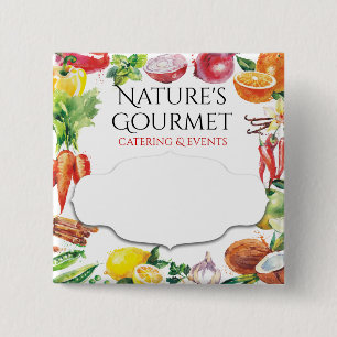 Universal fruit vegetable mix catering name badge 2 inch square button