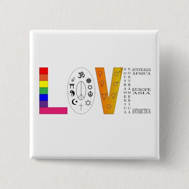 Universal Love 2 Inch Square Button (Front)