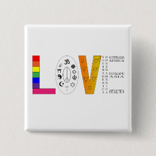 Universal Love 2 Inch Square Button