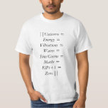 Universal Mathematics T-Shirt<br><div class="desc">Impress everyone with your knowledge of the mathematical nature of the infinitely repeating universe! Starting with the universe and ending with a nod to Euler's Identity. A little wink to the musicians also who might notice the 'repeat' sign shown at the end,  in-between the bar lines.</div>