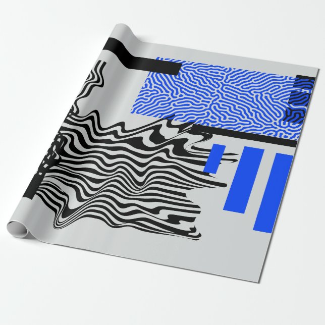 Universal Modern Geometric Shapes Set. Chaotic Gli Wrapping Paper (Unrolled)