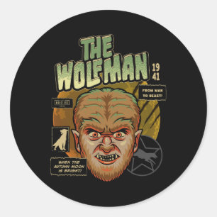 Universal Monsters The Wolf Man Vintage Halloween Classic Round Sticker