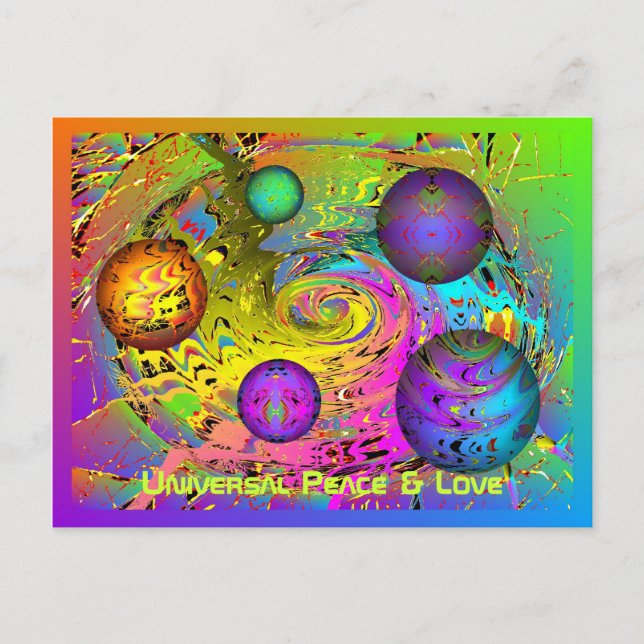 Universal Peace & Love Holiday Greetings Postcard (Front)