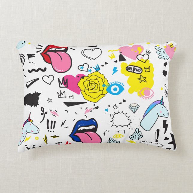 Universal trend hand drawing seamless pattern. Tre Accent Pillow (Front)