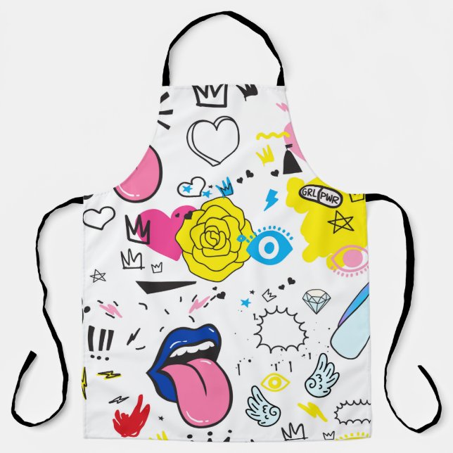 Universal trend hand drawing seamless pattern. Tre Apron (Front)