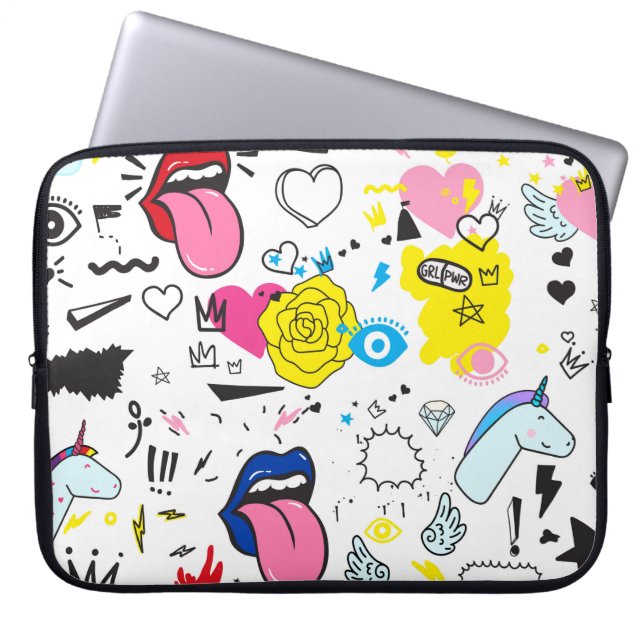 Universal trend hand drawing seamless pattern. Tre Laptop Sleeve (Front)