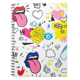 Universal trend hand drawing seamless pattern. Tre Notebook