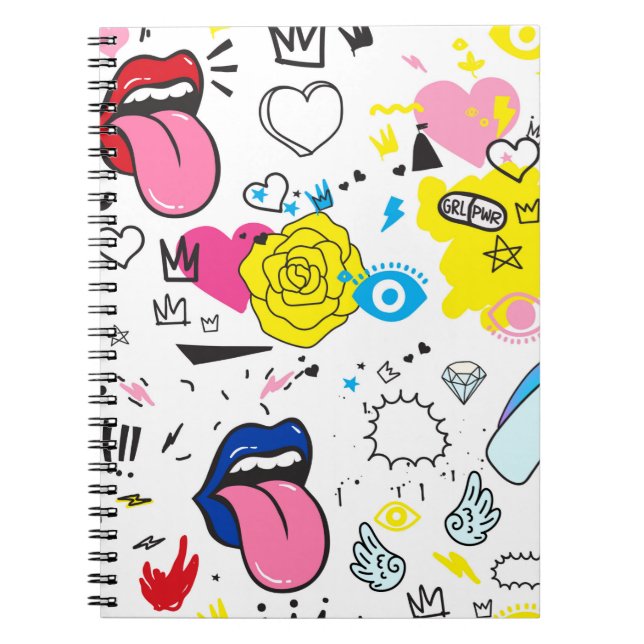 Universal trend hand drawing seamless pattern. Tre Notebook (Front)