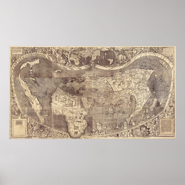 Universalis Cosmographia by M. Waldseemuller 1507 Poster (Front)