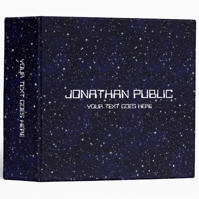 Universe Black Elegant Science Deep Space Stars Binder (Front/Spine)