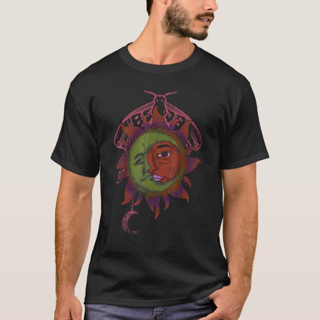 Universe Bohemian Aesthetic Boho Sun Moon Astrolog T-Shirt (Front)