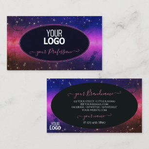 Universe Colorful Galaxy Glitter Stars with Logo Business Card
