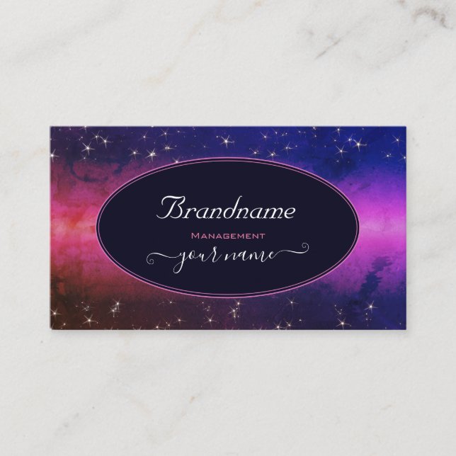 Universe Colourful Galaxy Glitter Stars Night Sky Business Card (Front)