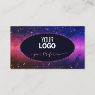 Universe Colourful Galaxy Glitter Stars with Logo Business Card