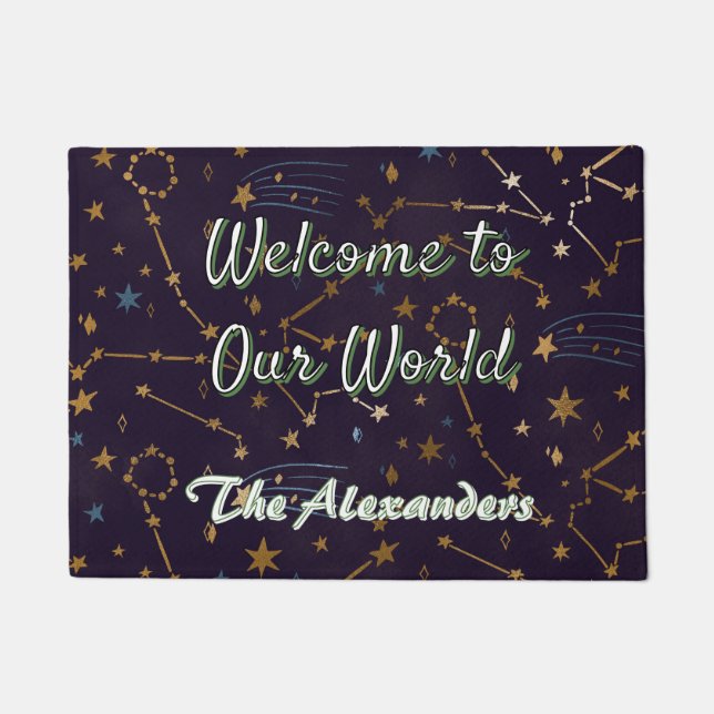 Universe Constellation Stars Welcome to My World Doormat (Front)