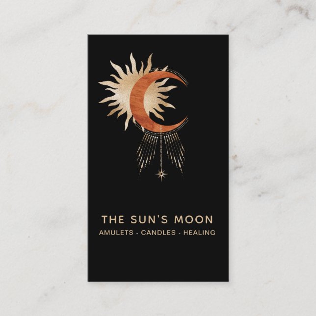 *~* Universe Cosmic  Moon Beams Sun  Rays Stars Business Card (Front)