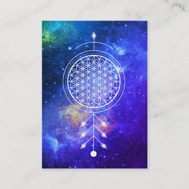 *~* Universe  Flower of Life  Yoga Reiki Astrology Business Card (Front)