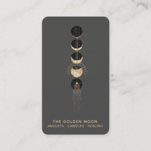 *~* Universe Gold Glitter Moon Phases Cosmic Luna Business Card