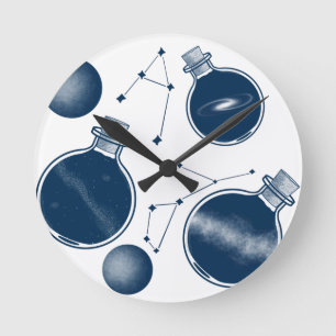 Universe in a Bottle Round Clock