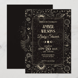 Universe mystical astrologi moon sun baby shower invitation