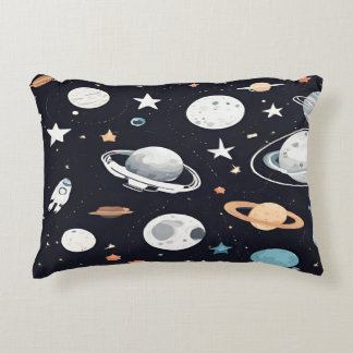 Universe. Pattern of planets and stars Accent Pillow