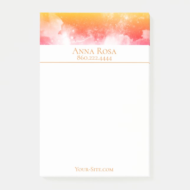 *~* Universe Peach Gold Orange Pink Galaxy Nebula Post-it Notes (Front)