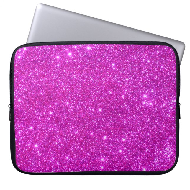 Universe Star Hot Pink Glitter Sparkle Laptop Case (Front)