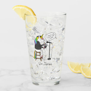 Universe Unicorn Reading Poetry Funny Glass Cup