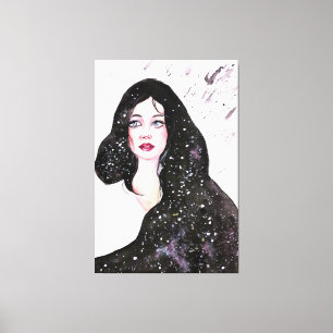 Universe Woman - Watercolor Painting Canvas Print