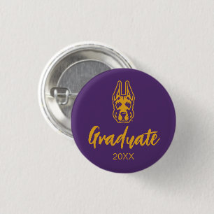 University at Albany Great Dane Mascot Head 1 Inch Round Button