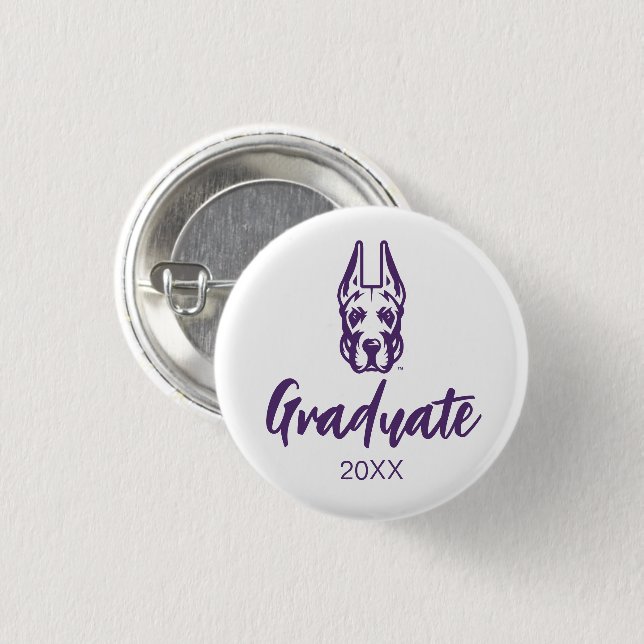 University at Albany Great Dane Mascot Head 1 Inch Round Button (Front & Back)