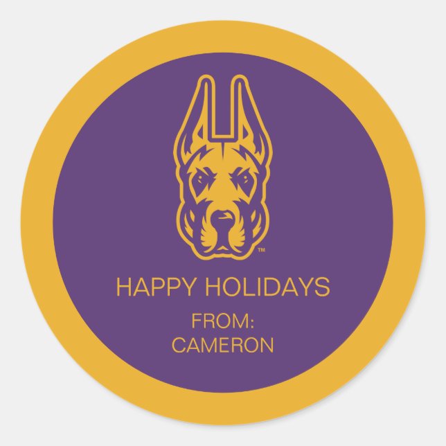 University at Albany Great Dane Mascot Head Classic Round Sticker (Front)