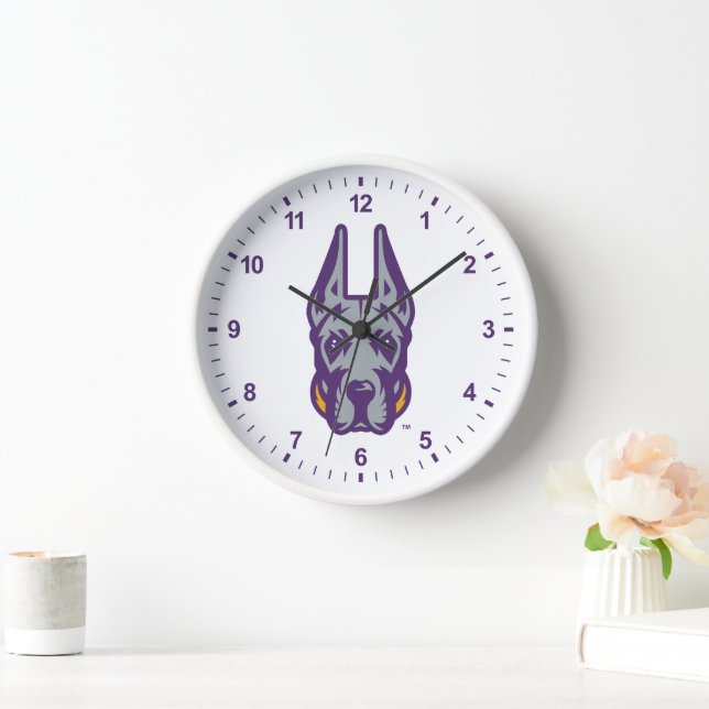 University at Albany Great Dane Mascot Head Clock (Home)