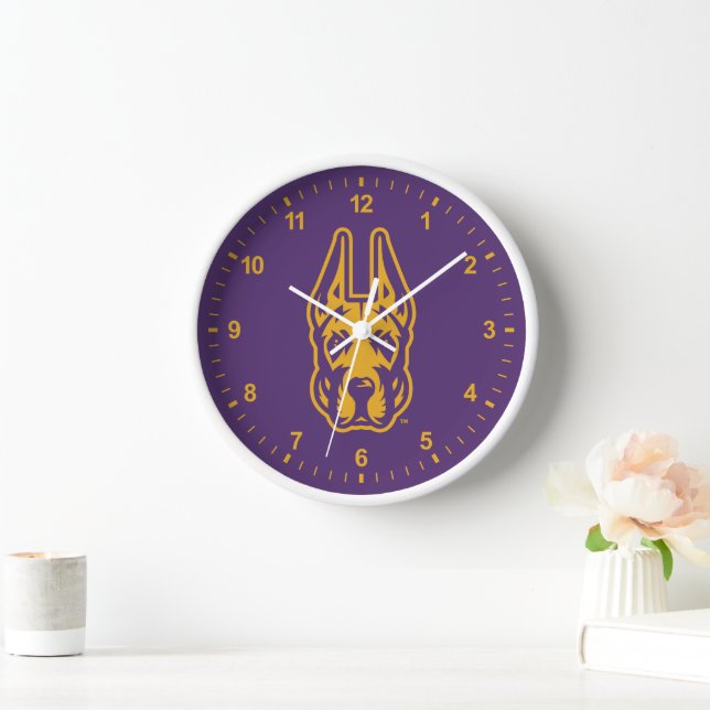 University at Albany Great Dane Mascot Head Clock (Home)