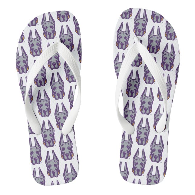 University at Albany Great Dane Mascot Head Flip Flops (Footbed)