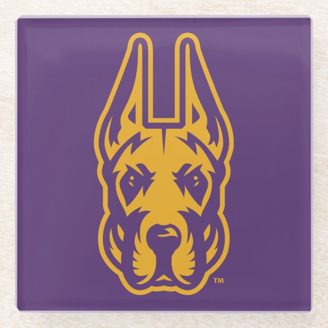 University at Albany Great Dane Mascot Head Glass Coaster (Front)